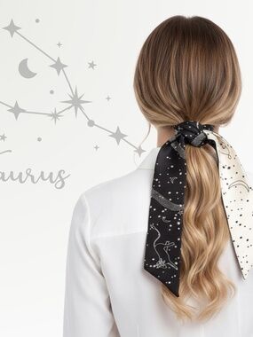 TAURUS Purse Scarf Silk Hair Scarf for Handbags – A Double-Sided Scarves